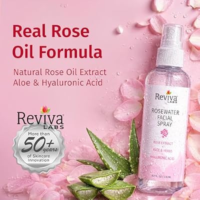 Reviva Labs Rosewater Facial Spray with Soothing Aloe, Herbs & Hyaluronic Acid - Hydrating Rose Water Spray for Face Agua de Rosas para La Cara - Face Mist Toner for All Skin Types, 8 Fl Oz