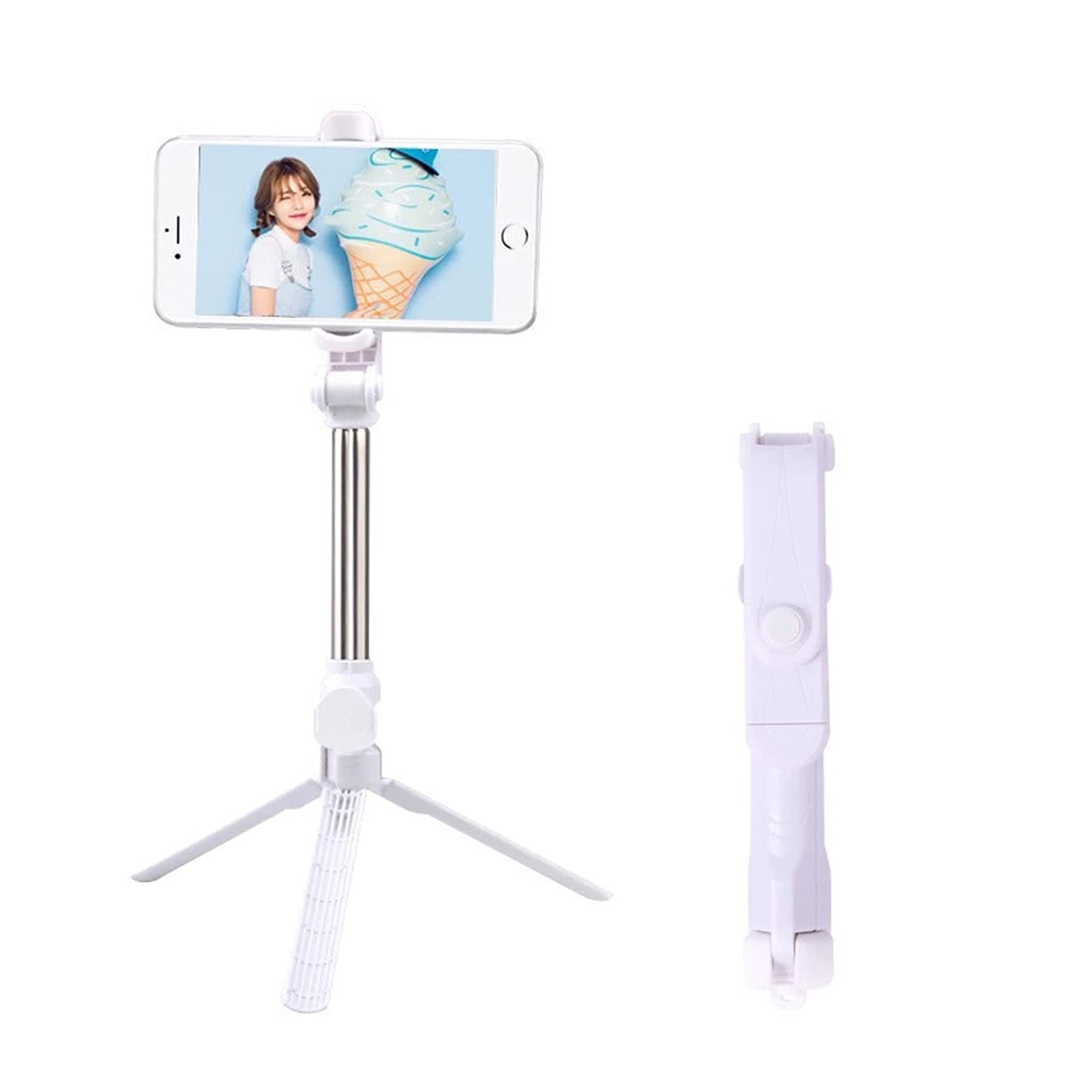 Trípode palo selfie blanco con disparador monopié para móviles Android 8