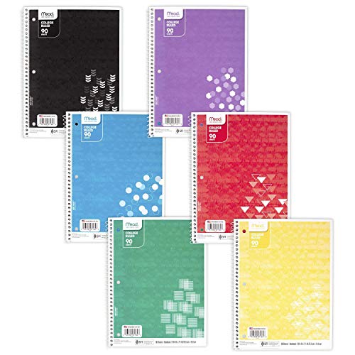 Mead Spiral Notebooks, 1 Subject, College Ruled, 7-1/2
