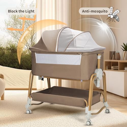 Image of 4-in-1 Baby Bassinet, Portable Bassinet Bedside Sleeper with Mosquito Net