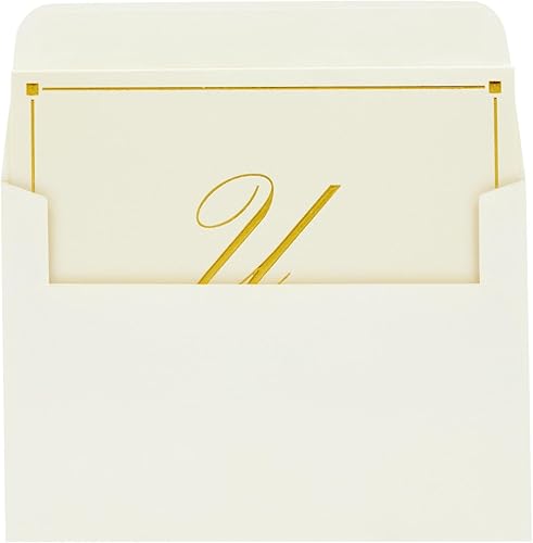 Miniatura 6 de Pipilo Press Tarjetas de notas en blanco personalizadas de la letra U de lámina dorada con sobres de 4 x 6, juego de papelería con monograma inicial