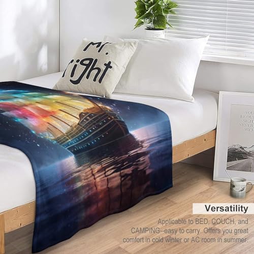 Couverture en flannel super doux Rainbow voilier plaid lit