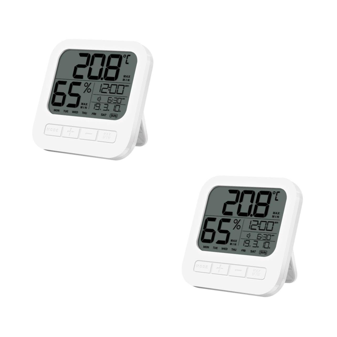 Toddmomy 2pièces Hygromètre Numérique Intérieur Thermomètre Avec Affichage De Humidité Température Indicateur De Alarme Et Enregistrement Valeurs Maximales