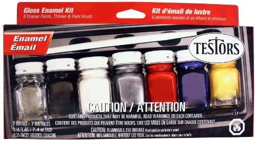 Kit de pintura de esmalte brillante Testors Negro, Azul, Rojo, Plata, Blanco, Amarillo10