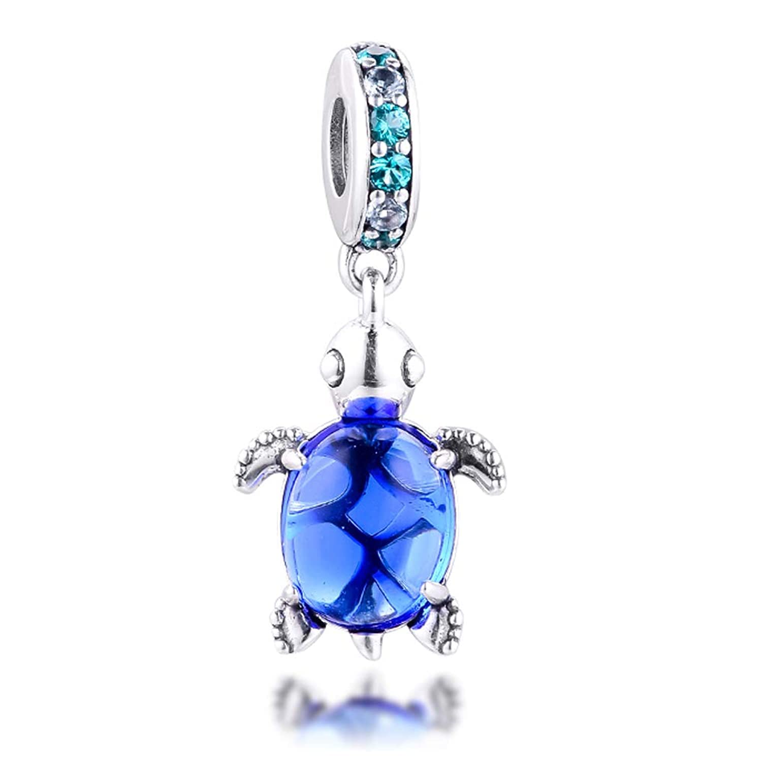 As shown in figure 2022Summer Blue Murano Glass Sea Turtle Dangle Bead DIY Fits for Original P-DIY Bracelets Charm Fashion Jewelry