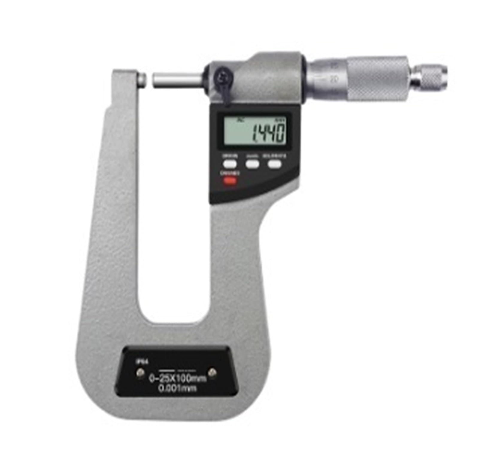 Digital Deep Arch Micrometer 211-282 Spherical Deep Arch Micrometer 0-25 * 100mm to Measure The Thickness of The Plate Deep Span Micrometer