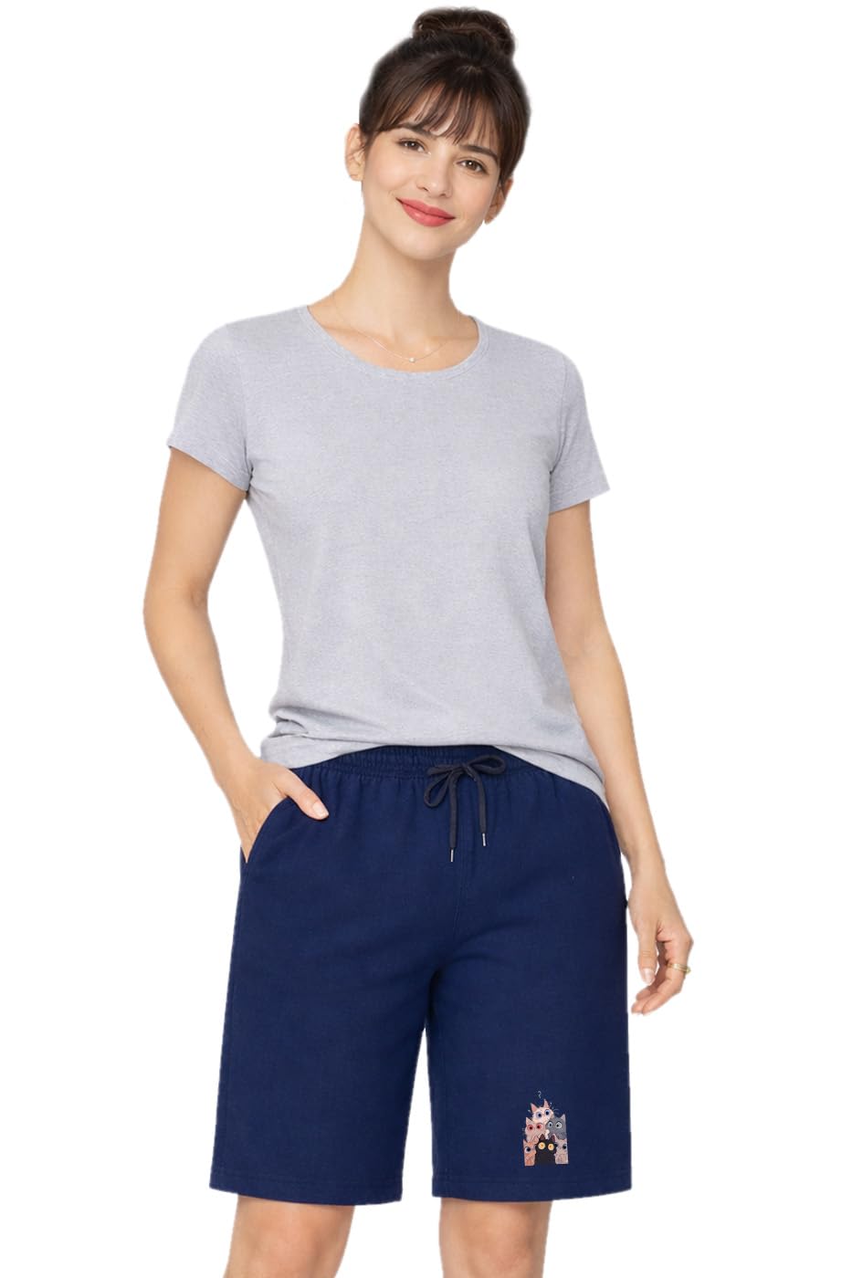 Womens Cotton Bliss Printed Knee Length Casual Shorts-image-48