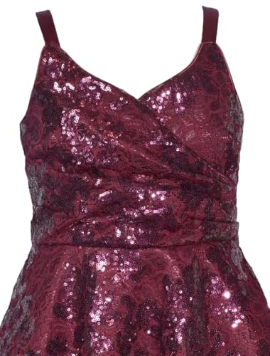 Bonnie Jean Girls 7-16 Sequin Lace Surplice Holiday Party Dress2