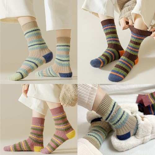 Image of 3Pack Womens Fuzzy Socks Warm Sleep Adult Socks Cozy Fluffy Winter Warm Slipper Socks