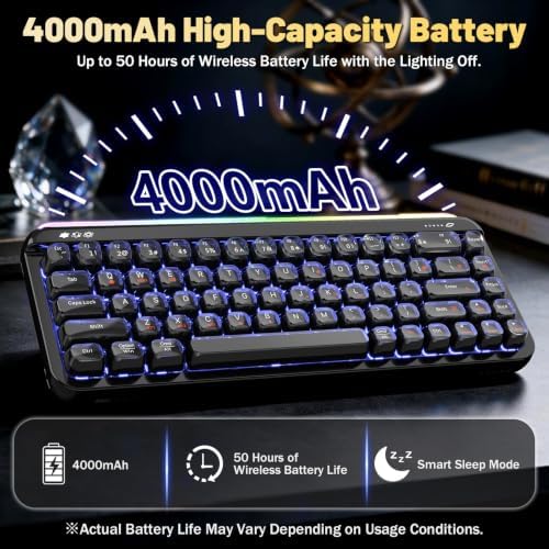 A.JAZZ AF68 68% Wireless Membrane Keyboard, RGB Backlit,Tri-Mode - 4