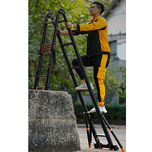 Ladders,Telesladder Telescoping Ladder 27Feet, Quick Button Retraction Telesextension Ladder Protective Design For Outdoor Working Extendable Folding Ladder (Color : 27Ft) (22Ft) #TOP6