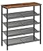 HOOBRO Shoe Rack for Entryway, 5-Tier Shoe Organizer with Adjustable Mesh Shelves, 16-20 Pairs of Shoes, Spacious Floor Mount, Metal, Industrial, Shoe Shelf for Closet, Rustic Brown BF12XJ01