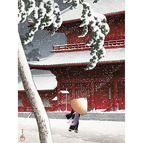 Kawase Hasui Zojo Shrine Shiba Japanese Painting Art Print Canvas Premium Wall Decor Poster Mural