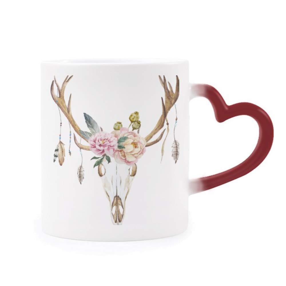 Taza de cerámica artística con ciervos y flores de alta resistencia térmica