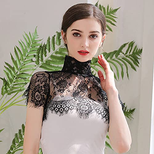 Thereisno Detachable Fake Collar Half Shirt Sexy Sheer Eyelash Floral Lace Dickey Choker Women Shawl3