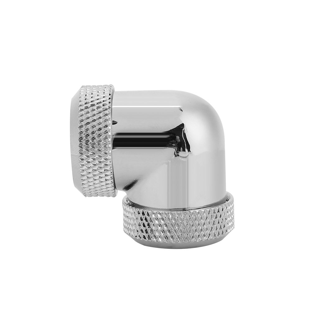 Raccord Watercooling 90° - Double Tuyau OD 14mm - Filetage G1/4" - Laiton Chromé - Pour PC Gamer DIY - Asixx (Noir)