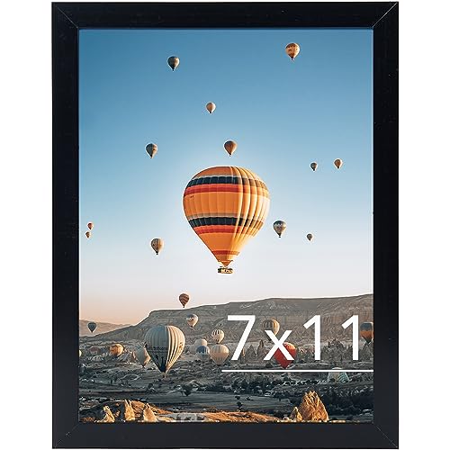 Image of JCJMY 7x11 Picture Frame Black for Wall Hanging or Tabletop- Wall Mounting Horizontally or Vertically, 7 x 11 Wall Gallery Poster Photo Frame for 7 by 11 Photo, Black