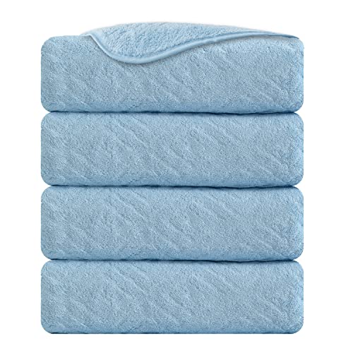 Chino Extra Large Bath Towel Set, 4 Piece Blue Oversized Bath Towels 35"X70"-Soft, Quick Dry, Super Absorbent, Diamond Pattern Microfiber Bath Sheets For Bathroom, Beach, Travel, Fitness, Yoga #TOP13