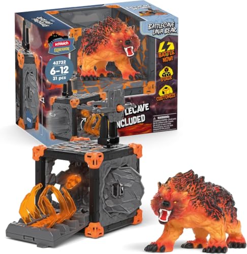 Schleich ELDRADOR Creatures | BattleCave Oso de Lava 42732 | Set con Cueva, Monstruo y Cristal | con función de Disparo y Trampa | Cuevas apilables para Arena | a Partir de 6 años | 31 Piezas