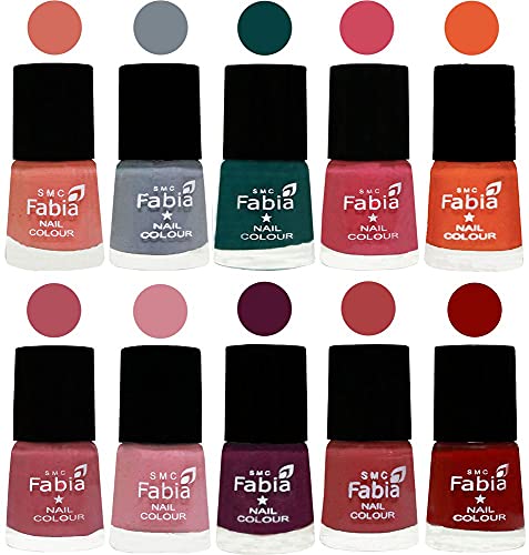 Image of ALL IN ONE (PACK OF 10), Long Lasting Glossy Nail Polish, 6 ml Each, All Vibrant Colours,02040