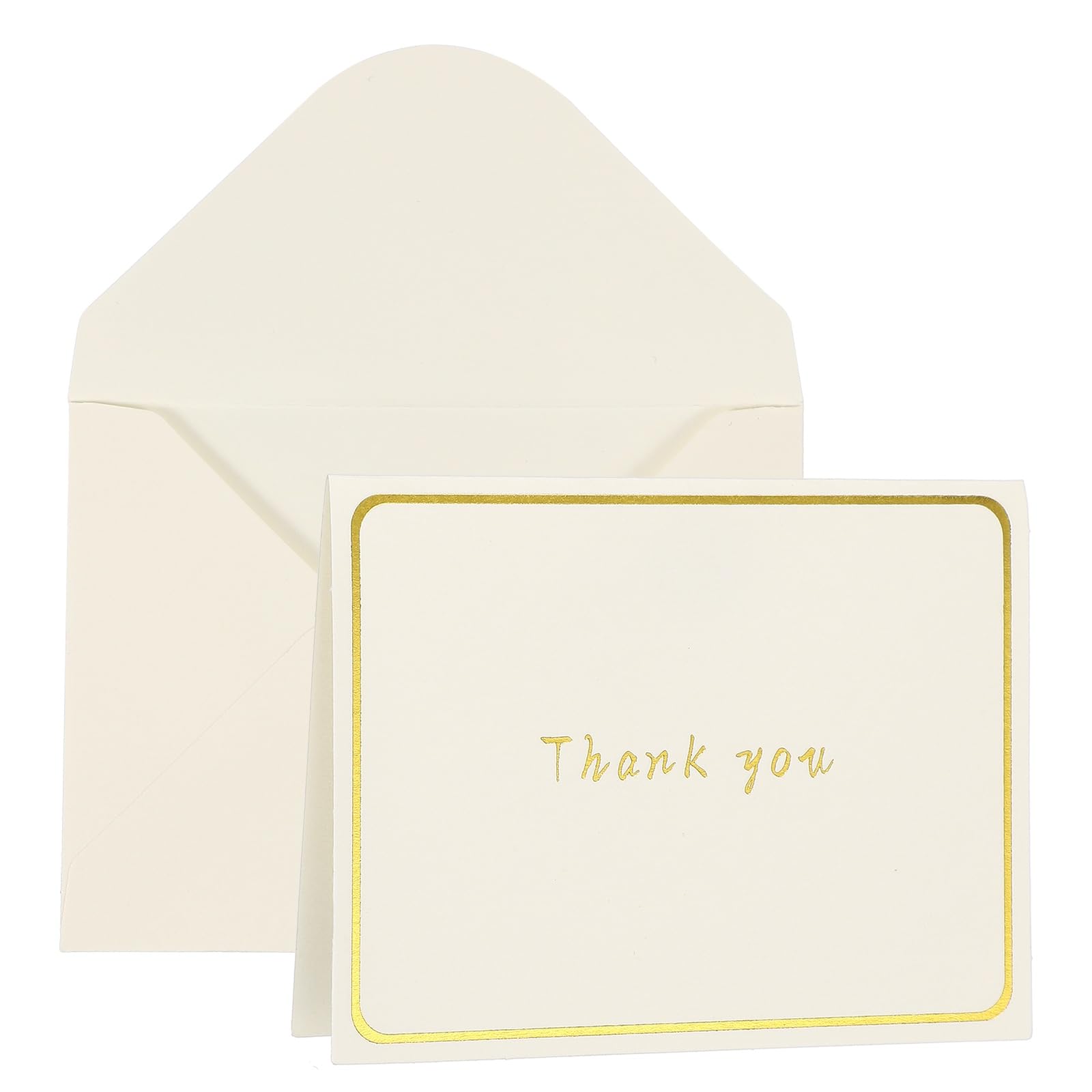 YOKIVE 3x4 Thank you Cards, 20 Pcs, White, Small Greeting Card Blank Cards and Envelopes Minimalist Gold Border for Friends Business Adult Men Woman Gift Party Wedding