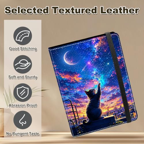 Image of Photo Album 4x6 120 Photos with Strong Elastic Band, Galaxy Night Cat | Large Capacity Premium Leather Picture Album, Portable Wallet Albums Photo Book for Family Anniversaries Wedding Baby