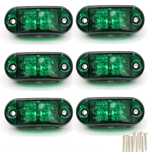 PolarLander 6 pièces 24v 12v Ambre Feux de Position latéraux LED feu de gabarit latéral Lampe de dégagement pour camions de remorque Vert