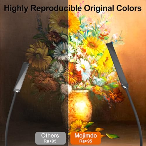 Image of Mojimdo LED Desk Lamp with Clamp, LED Dimmable Reading Lamp with Flexible Gooseneck, 3 Colors & 10 Brightness Clamp Lamp with USB Adapter for Study Reading Workbench Crafting Drafting