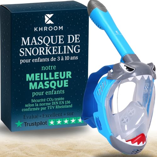 Khroom Masque de Plongée et de Snorkeling pour Enfants dès 3 Ans | Certifié sans Risque de CO2 par TÜV | Masque Intégral avec Tuba | Confort et Sécurité...
