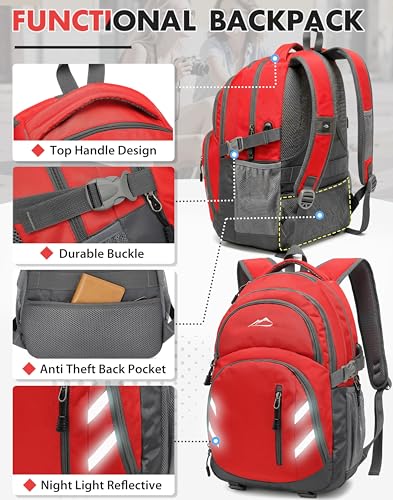 Image of ProEtrade Backpack Bookbag for College Laptop Travel, Fit Laptop Up to 15.6 inch with USB Charging Port Multi Compartment Anti theft, Gift for Women Men (Red)