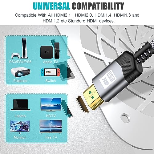 Cable HDMI 2.1 48Gbps AviBrex con soporte eARC y Dynamic HDR para sonido envolvente 3
