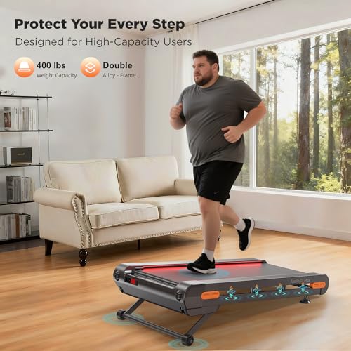 Image of Vitalwalk Walking Pad Treadmill with Incline, 43 inchx18 inch Wide Full Deck, Auto Incline, Portable Under Desk Treadmills for Home Office, 4-Way Mobility & Vertical Store, Heavy Duty, APP