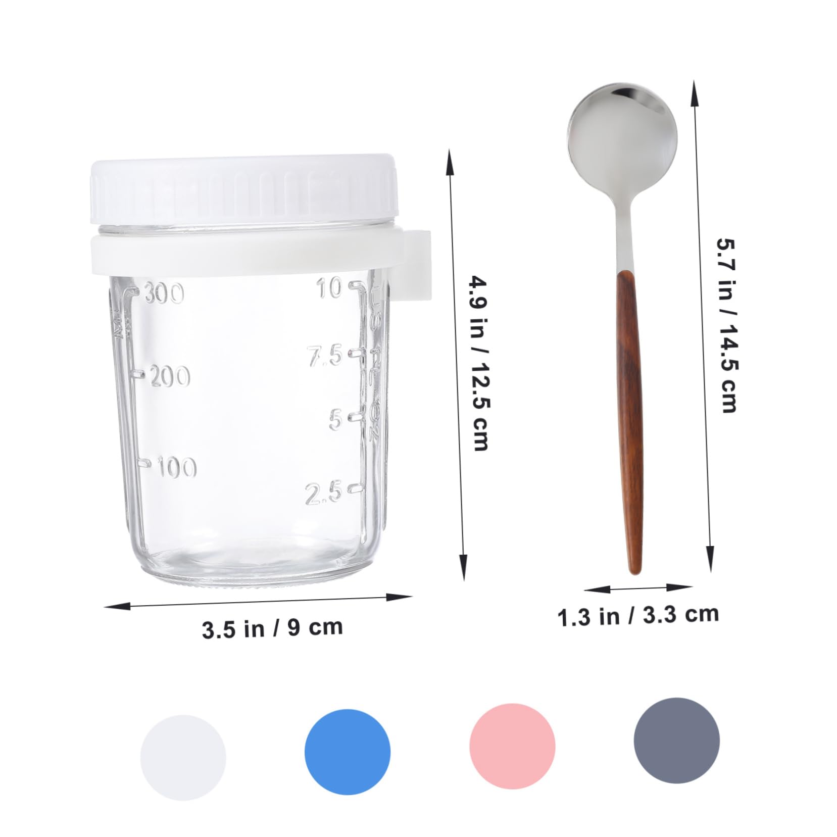 OUNONA 4 Stück Vorratsdose Glas mit Holzdeckel Overnight Oats Behälter 400ml Glas mit Löffel für Dorm und Büro