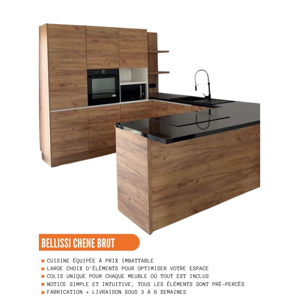 Cuisineandcie - Colonne de cuisine étagère ouverte Bellissi Chene L 20 cm