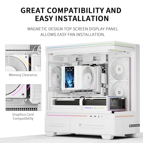 Image of Thermalright Peerless Assassin 120 Vision MAX ARGB White CPU Cooler, PC Heatsink Cooler 6 Heat Pipes, 5'' Magnetic Display Screen with 480x854 Resolution,for AM4 /AM5 and Intel LGA1700 /1851