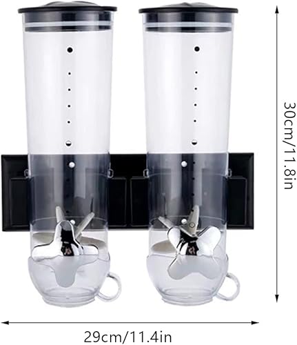 Miniatura 3 de LINISHOP Dispensador de cereales montado en la pared de 3 litros, dispensador de alimentos secos y dulces, contenedor de almacenamiento con 2 tazas,