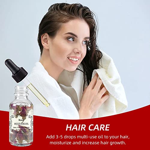 Image of Rose Multi-Use Oil 30ml, Organic Essential Oil for Skin, Hair, Body and Nails
