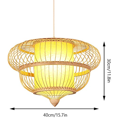 Lámpara colgante de bambú E27 retro japonés para iluminación de restaurantes 5