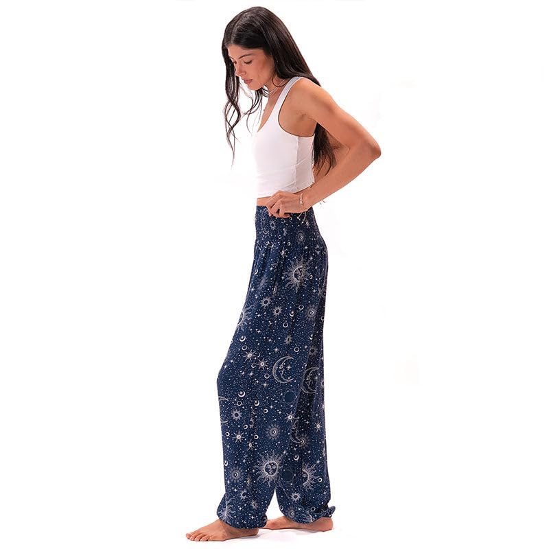 Image of Lotus and Luna Women's Harem Pants Thai Pants for Beach & Lounge High Waisted Flowy Boho Pants Genie Pants Yoga Pants