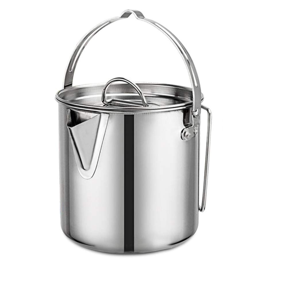 Popote camping inox 1.2L avec casserole suspendue et tasse à café