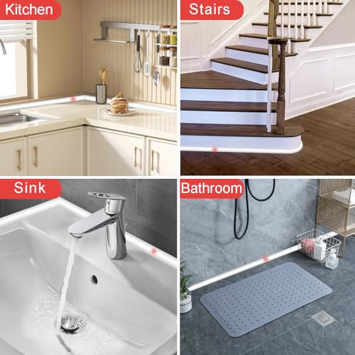 Flexible Quarter Round Molding, Peel and Stick Trim Molding, Self-Adhesive Waterproof Rubber Edge Trim for Countertop, Wall Edge Corner, Bathroom, 118 Inches (White)