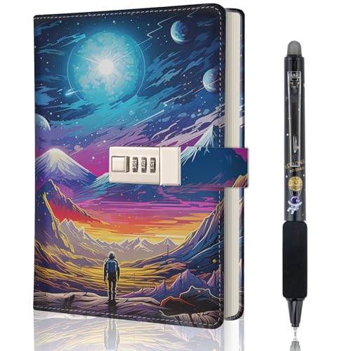 Diary with Lock for Boys Ages 8-12, Adventure Travel Kids Journals for Boys Teen 8-18, Secret Diary for Boy Journal Notebook with Lock & Pen, Back to School Gifts for 9 10 11 12+ Year Old Boy Kid Teen