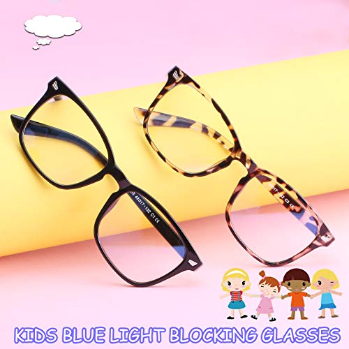 Image of KUGUAOK 2 PACK Kids Blue Light Blocking Glasses, Boys Girls Computer Gaming TV Glasses, Lightweight Eyeglasses Frame (Age 4 to 12)