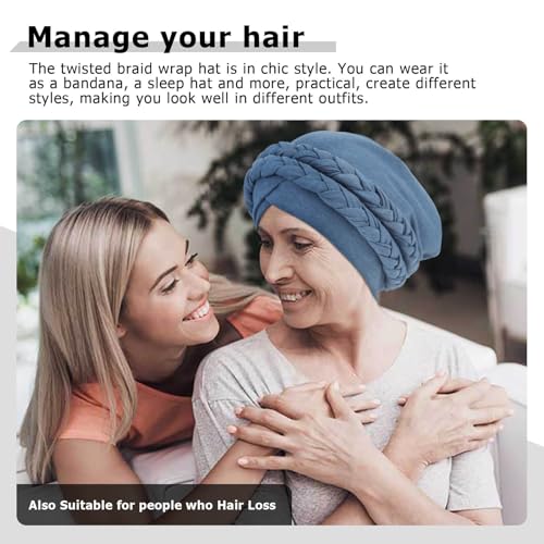 Image of DRESHOW African Women Turban Caps Beanie Twist Headscarf Pre-Tied Double Twisted Braids Headwraps for Women Chemo Cancer Cap