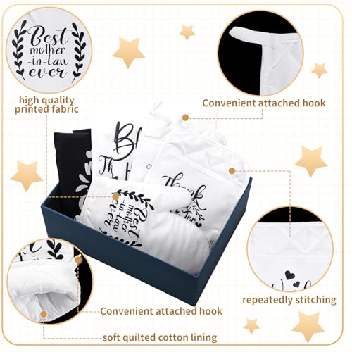 Shinymoon-6-Pieces-Mother-in-Law-Gift-for-Kitchen-Includes-2-Kitchen-Towels-2-Oven-Pads-Pot-Holder-Oven-Mitt-and-Apron-for-Home-Birthday-Kitchen-Cooking-Baking-Idea