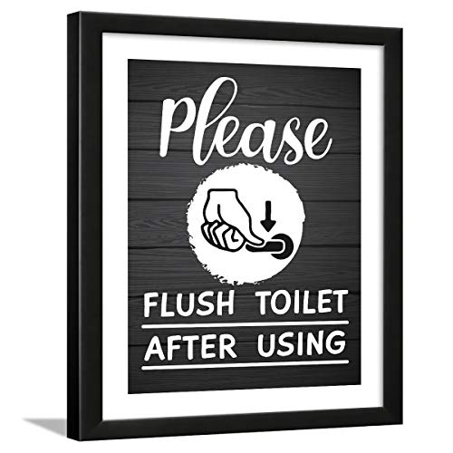 Image of Chaka Chaundh - bathroom posters with frame - Washroom Quotes Frames - Toilet Quotes Wall Hanging - bathroom etiquette poster - bathroom rules poster - (14 X 11 inches) (Black Wood Pattern)
