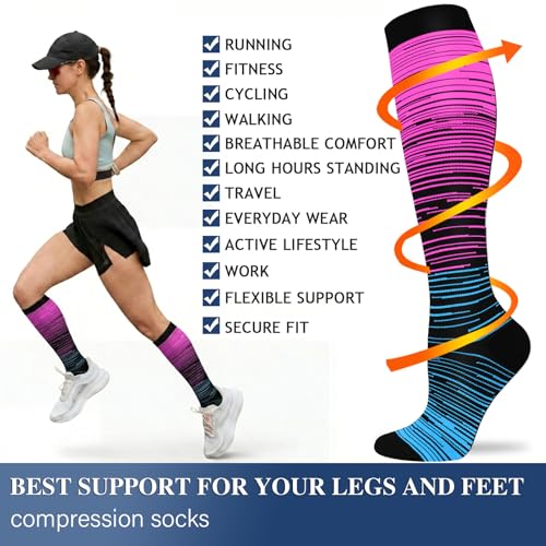Image of Sooverki Compression Socks for Women and Men Circulation (3 /4 Pairs) is Best Support for Running Athletic Cycling Hiking