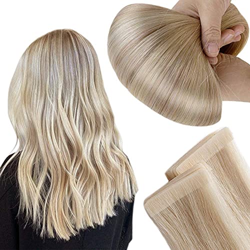 Full Shine Inject Tape in Hair Extensions 20inch Color 18 Highlight with 613 Tape Human Hair Extensions 5Pcs Totally 12.5 Gram Tape in Real Hair Extensions