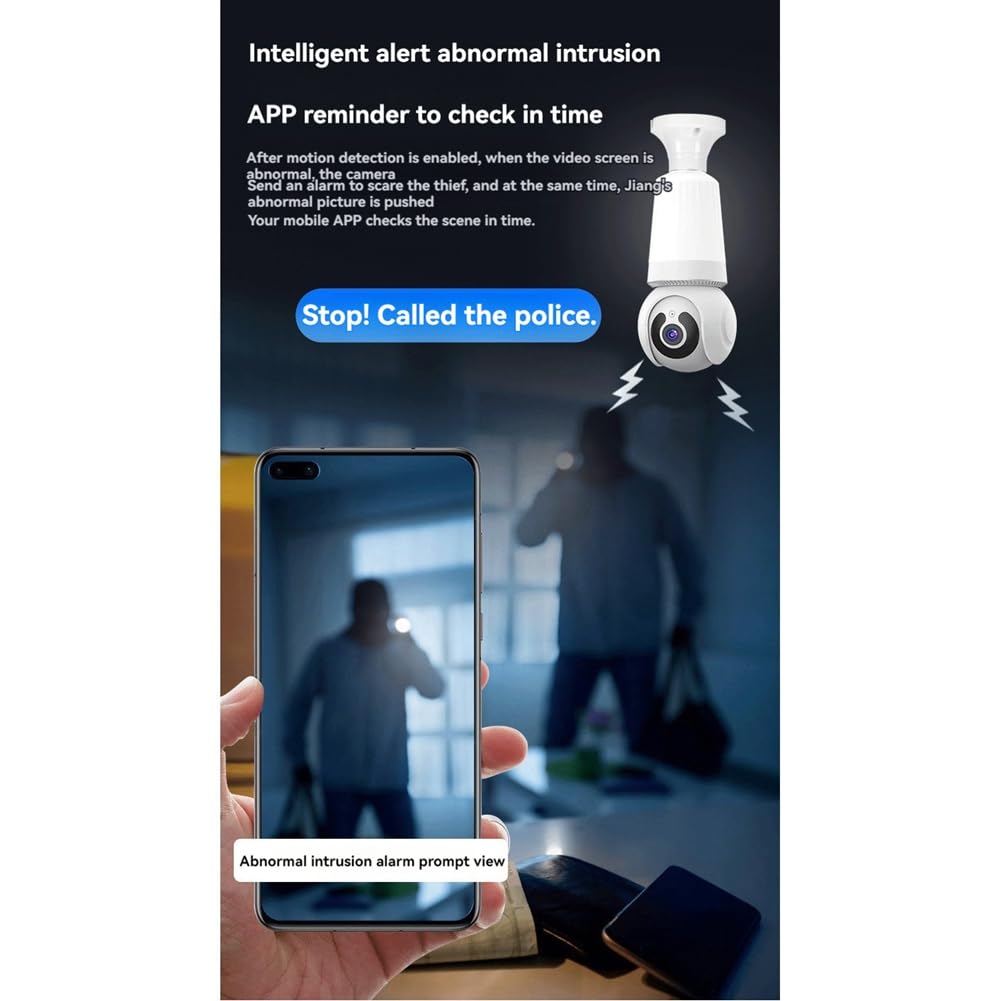 Caméra Ampoule 2MP WiFi 360° Couleur Nuit Conversation Bidirectionnelle Surveillance de Sécurité E27 Caméra Aucun Câblage Requis pour Intérieure A