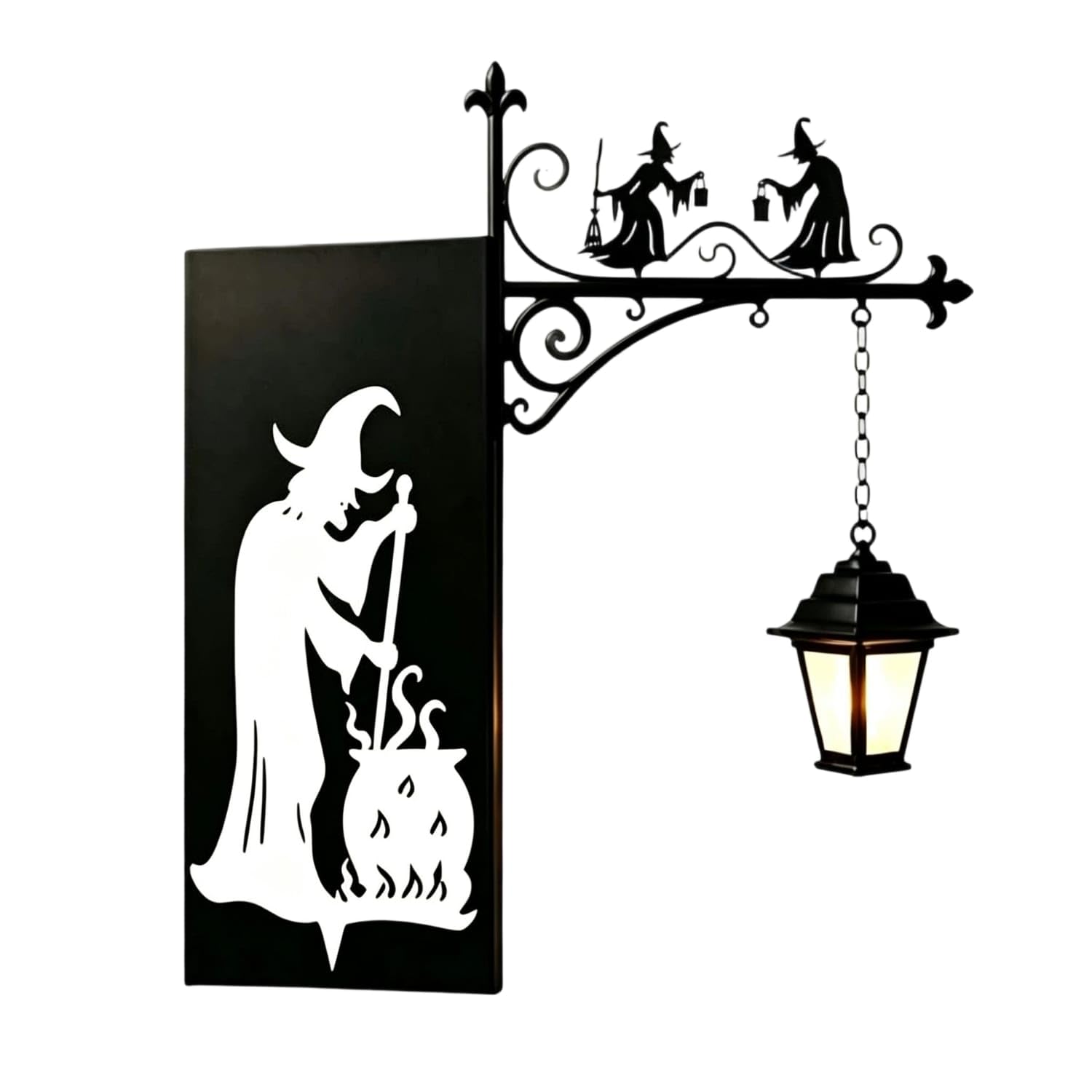 Clamp-on Bookshelf Ornament with Lantern Wrought-Iron Hanging Lantern with Bracket Gothic Display Lamp Decorative for Book Lovers, Goths, Reading Corner, Study, Witch Bookshelf Lamp-image-1